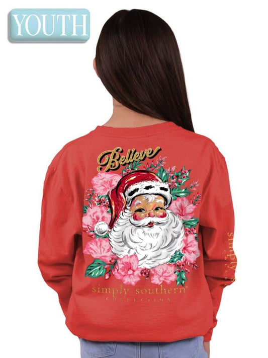 Floral Santa LS Shirt | Youth