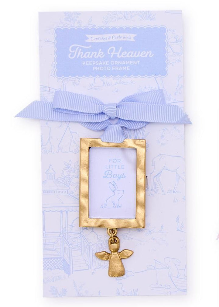 Thank Heaven Keepsake Ornament Photo Frame with Angel Charm on Gift Card