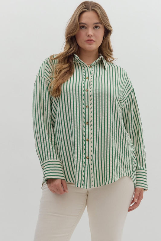 Chic In Striped Button Down Top