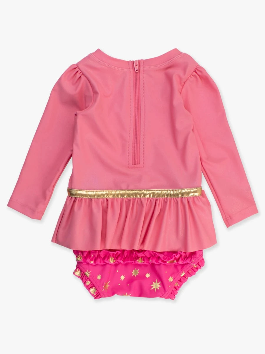 Sleeping Princess Long Sleeve Bow Skirted One Piece | RuffleButts
