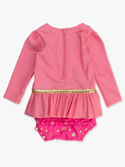Sleeping Princess Long Sleeve Bow Skirted One Piece | RuffleButts