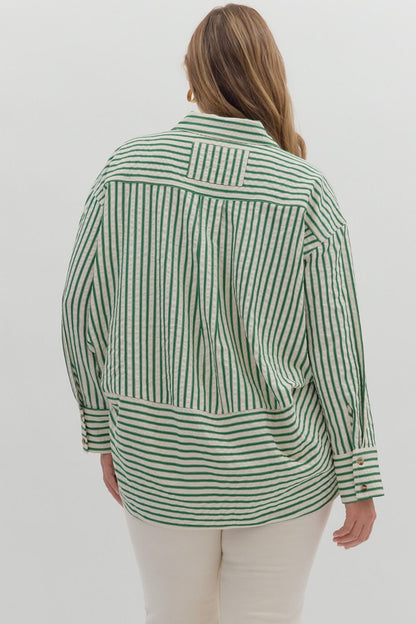 Chic In Striped Button Down Top