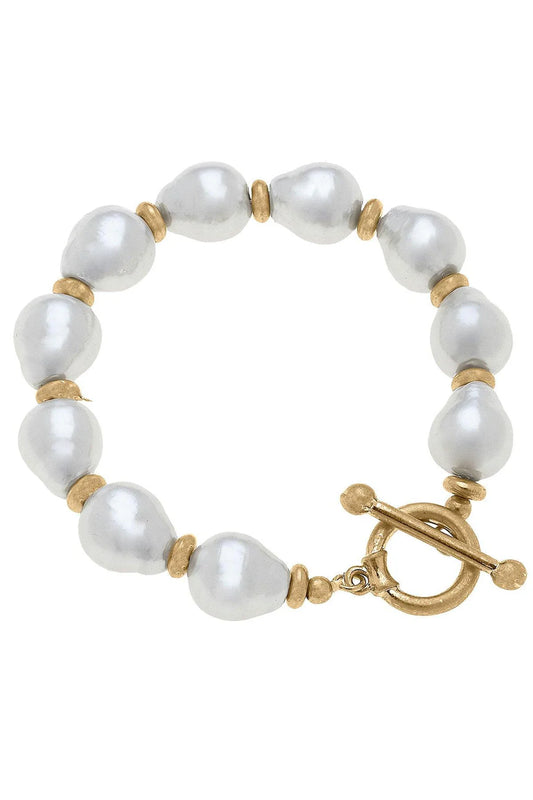 Greta Freshwater Pearl Stretch Toggle Bracelet