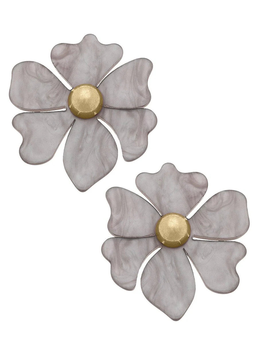Sophie Marbled Resin Flower Stud Earrings | Canvas