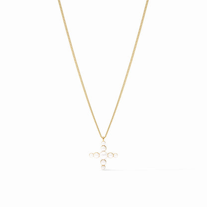 Gumdrop Cross Delicate Necklace | Pearl | Julie Vos