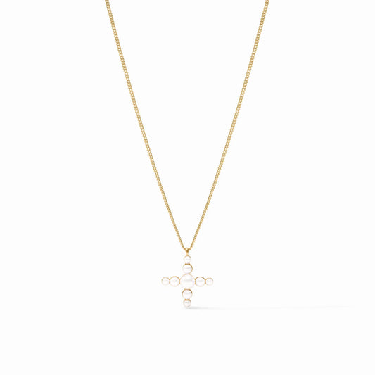 Gumdrop Cross Delicate Necklace | Pearl | Julie Vos