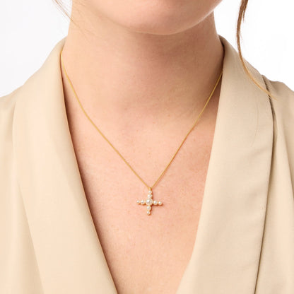 Gumdrop Cross Delicate Necklace | Pearl | Julie Vos