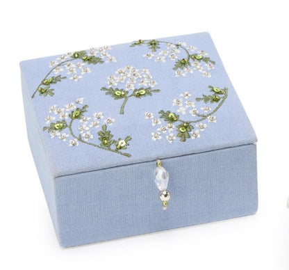 Hydrangea Linen Fabric Small Jewelry Box
