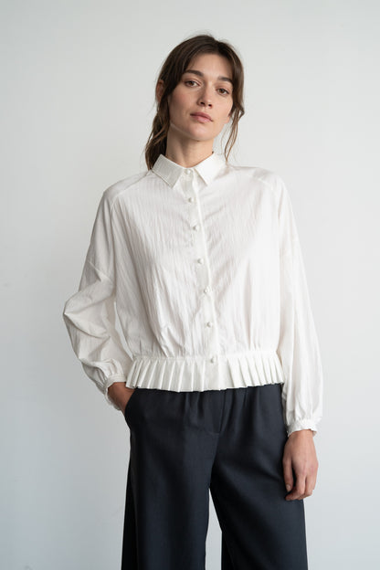 Pleated Hem Raglan Blouse