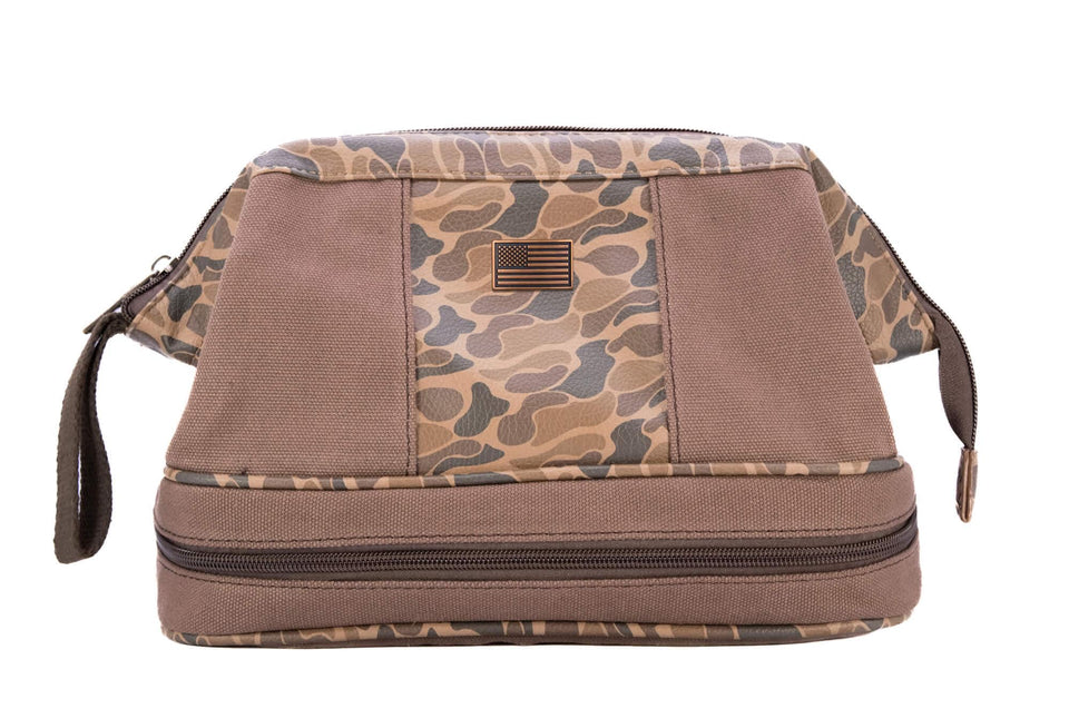 Old School Camo Brown Canvas Toiletry