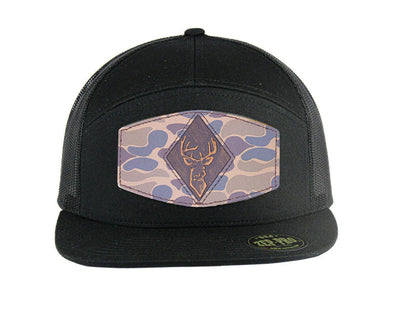 Buck Old School Camo Brown Leather Patch Hat
