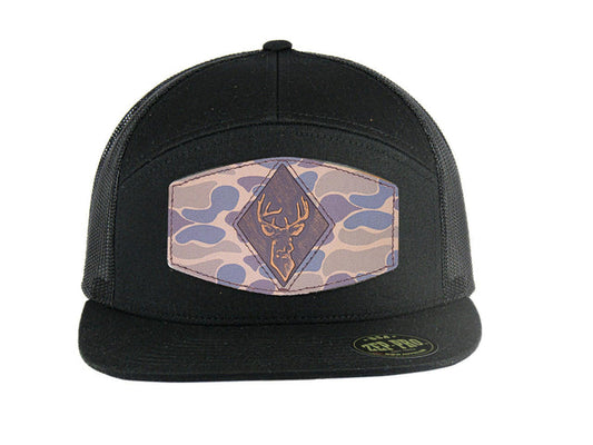 Buck Old School Camo Brown Leather Patch Hat