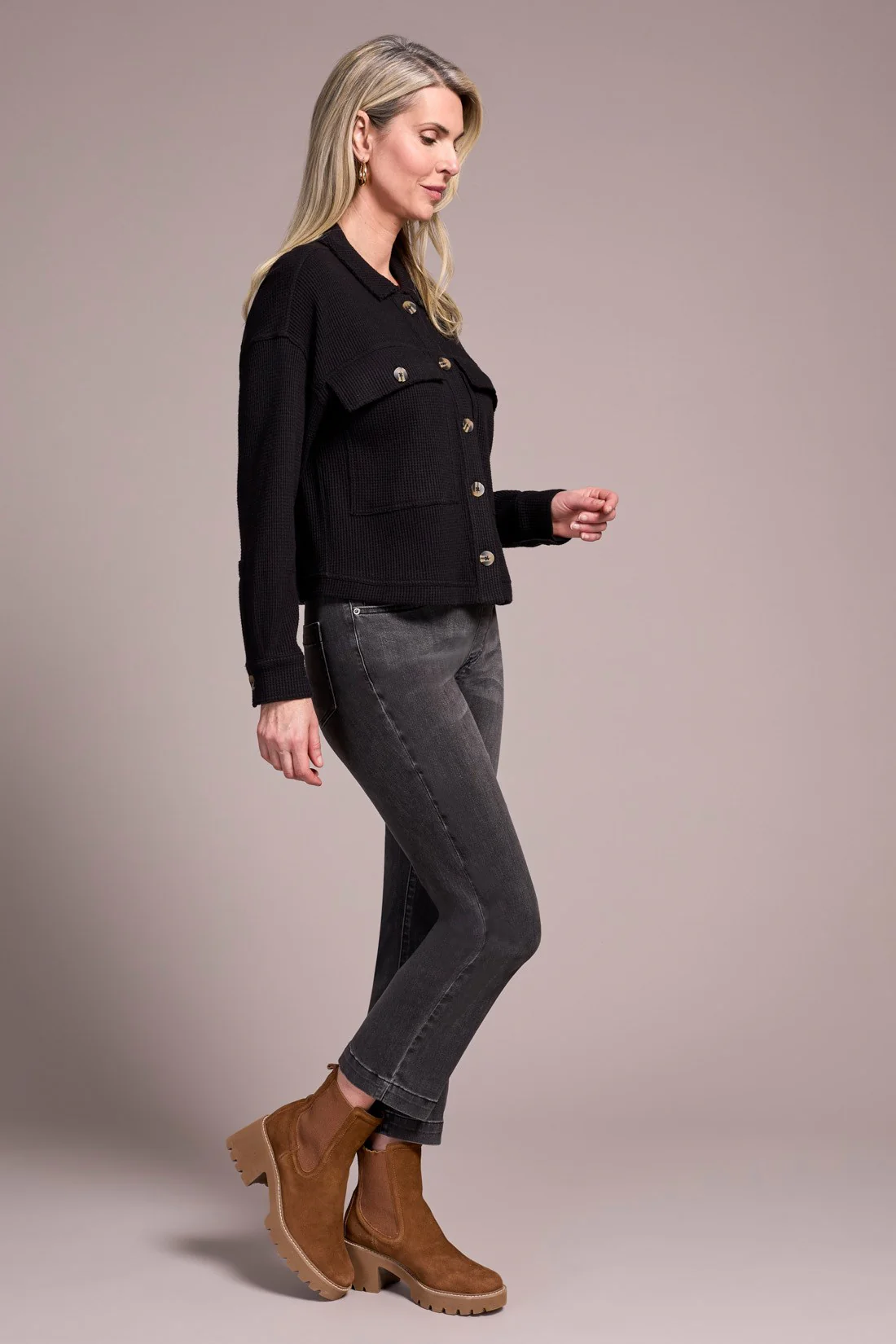 Brushed Waffle Knit Shacket