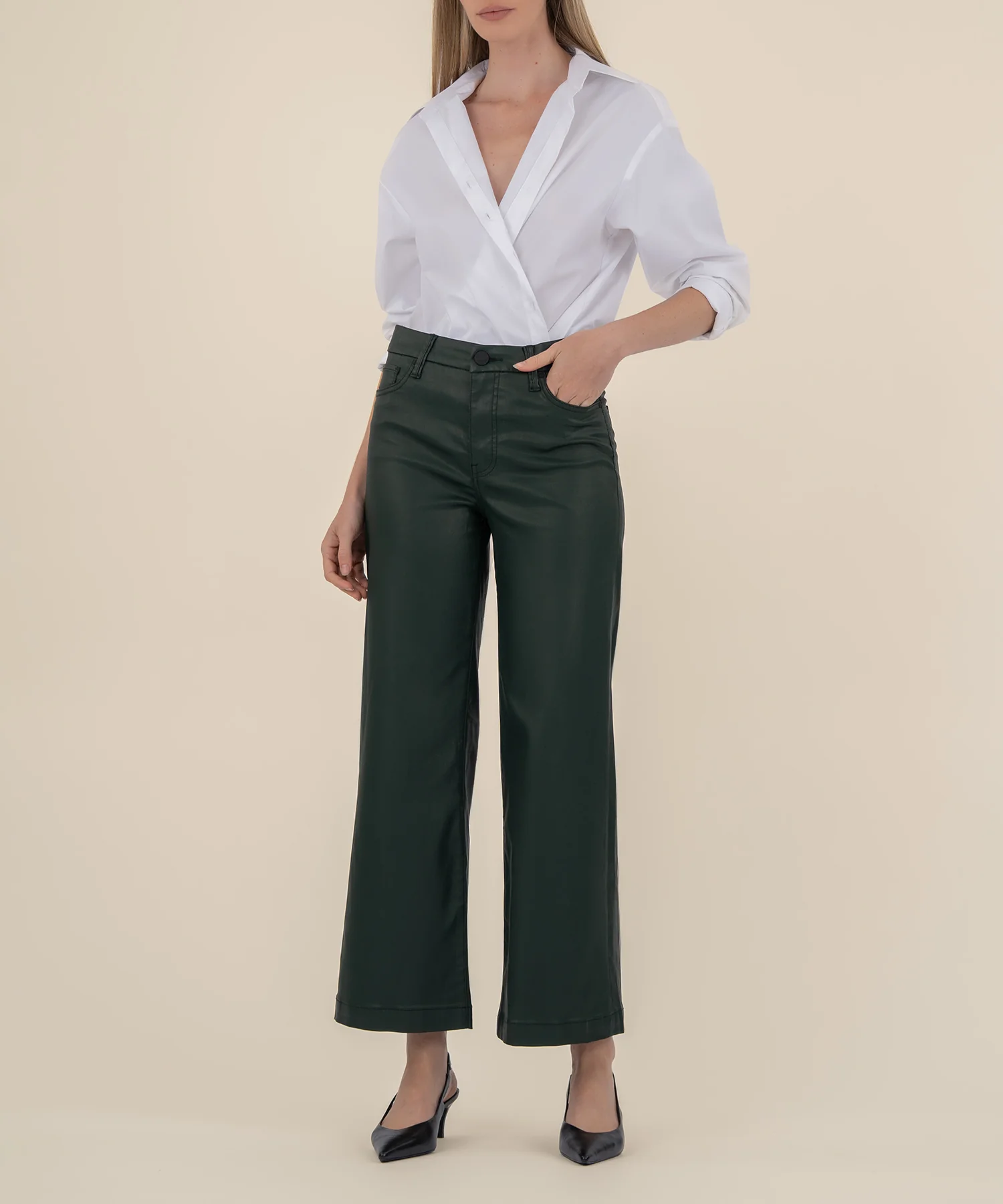Meg Coated High Rise Wide Leg