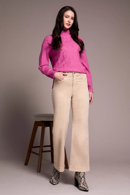 Comfort Stretch Fly Front Wide Leg Pants