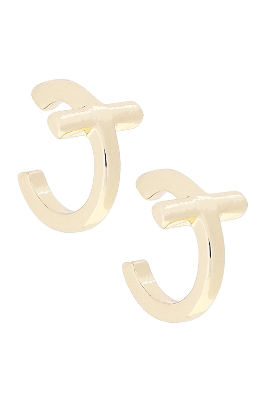 Josie Cross Mini Hoop Earrings in Shiny Gold