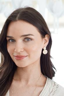 Donatella Coin Pearl Drop Earrings in Shiny Gold