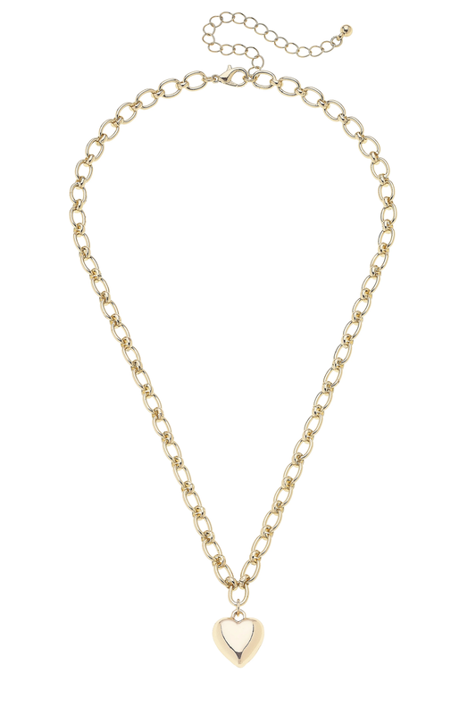 Charlotte Heart Necklace in Shiny Gold