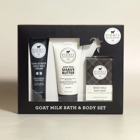 Cedarwood & Sea Salt Bath 3 Piece Gift Set | DIONIS Goat Milk Skincare
