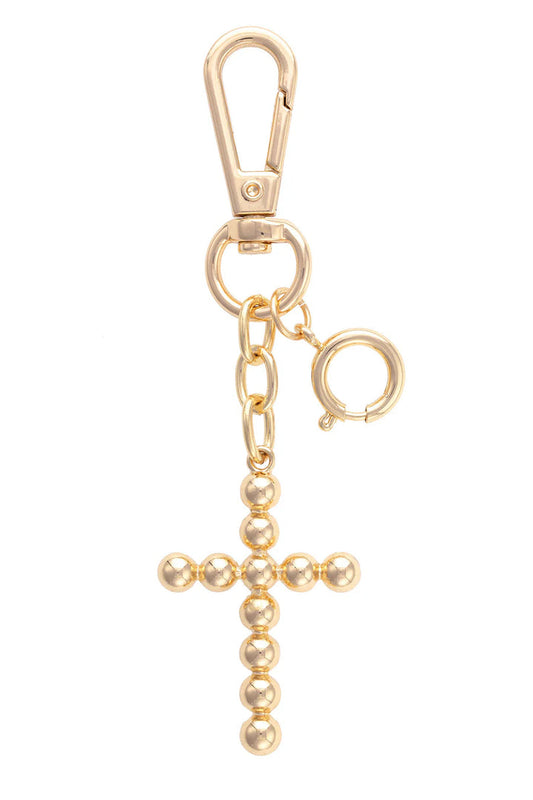 Beaded Cross Bag Charm