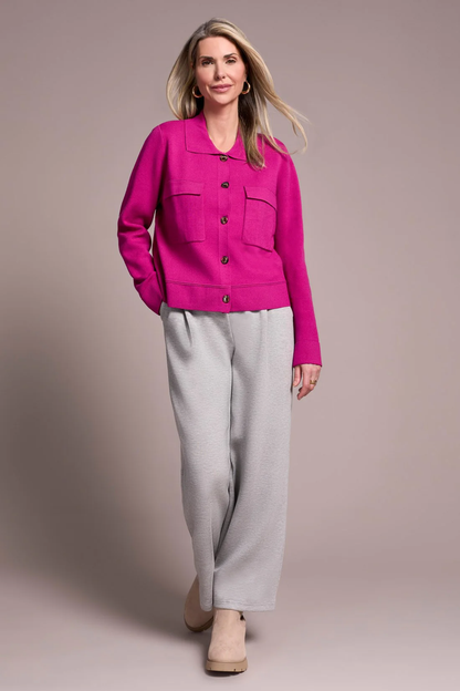 Double Knit Collared Sweater Cardigan