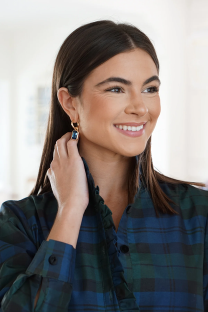 Reagyn Rhinestone Drop Hoop Earrings