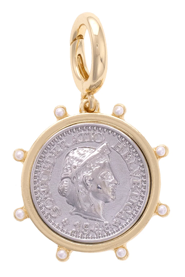 Studded Coin Pendant Charm