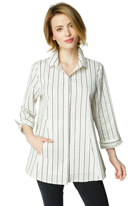 East Side Stripes Hidden Placket Shirt