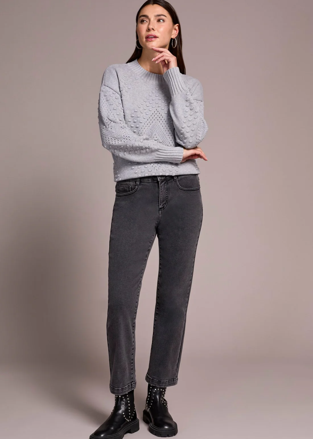 Audrey Boundless Stretch Denim Straight Leg Crop Jeans