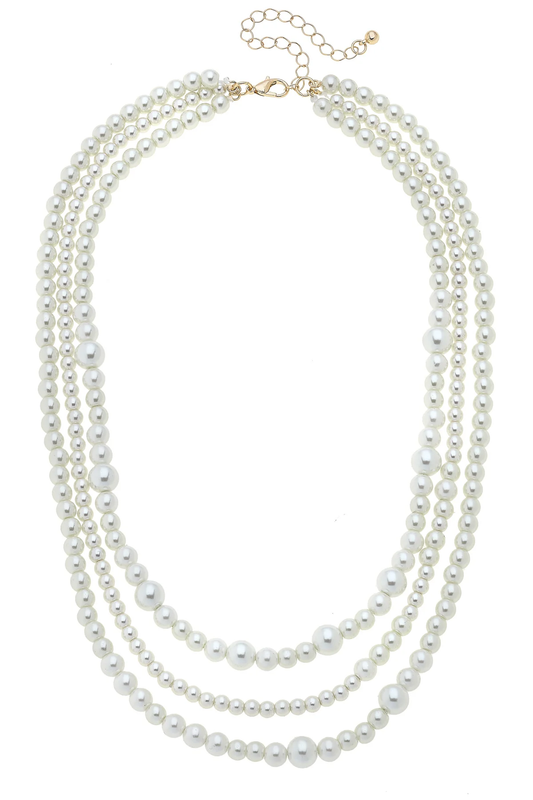 Larissa 3-Row Multi Pearl Layered Necklace