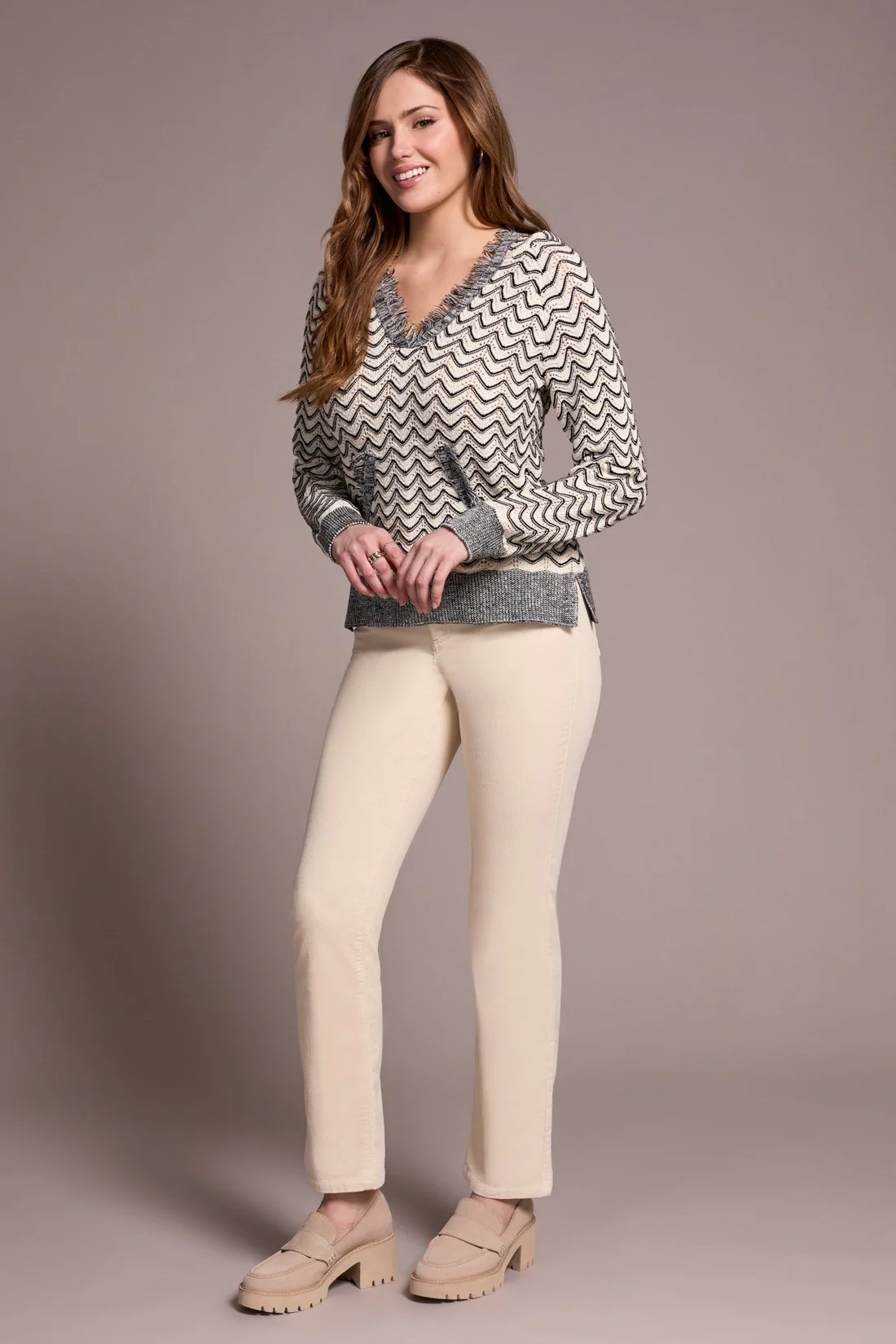 Fringe Long-Sleeve Hooded Sweater