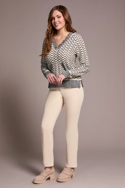 Fringe Long-Sleeve Hooded Sweater