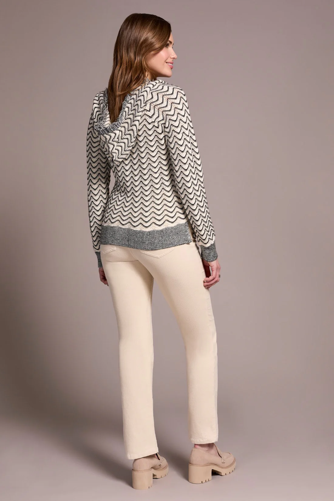 Fringe Long-Sleeve Hooded Sweater