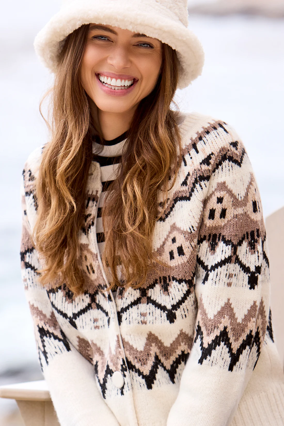Fair Isle Button Front Sweater Cardigan