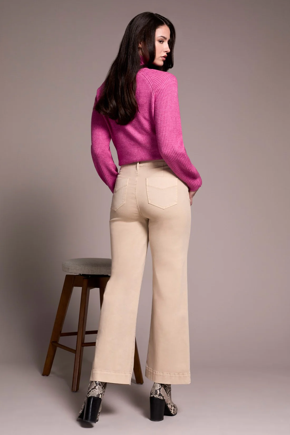 Comfort Stretch Fly Front Wide Leg Pants