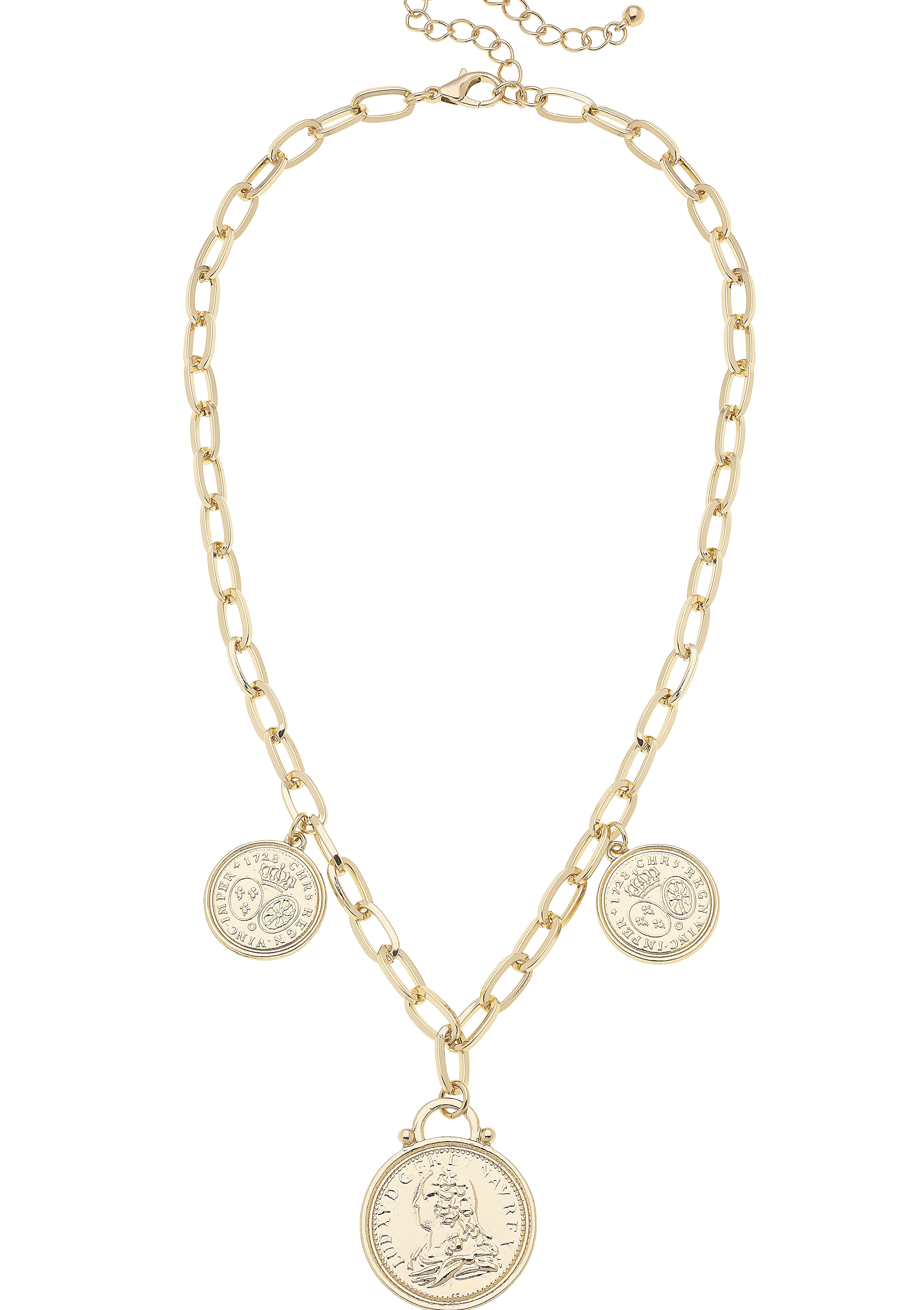 Alessi 3-Coin Necklace in Shiny Gold