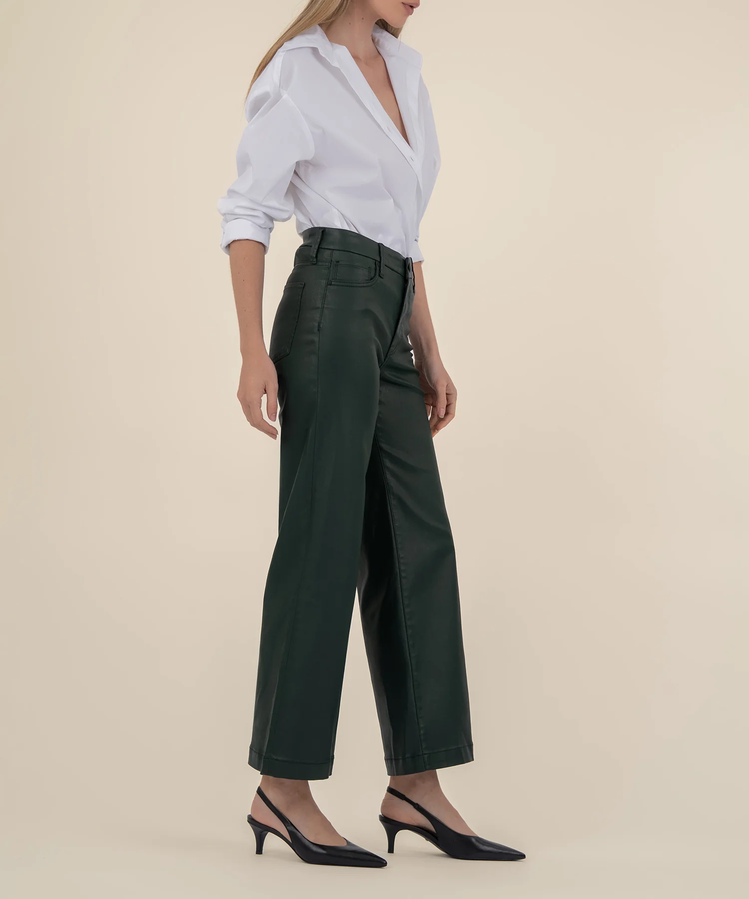 Meg Coated High Rise Wide Leg