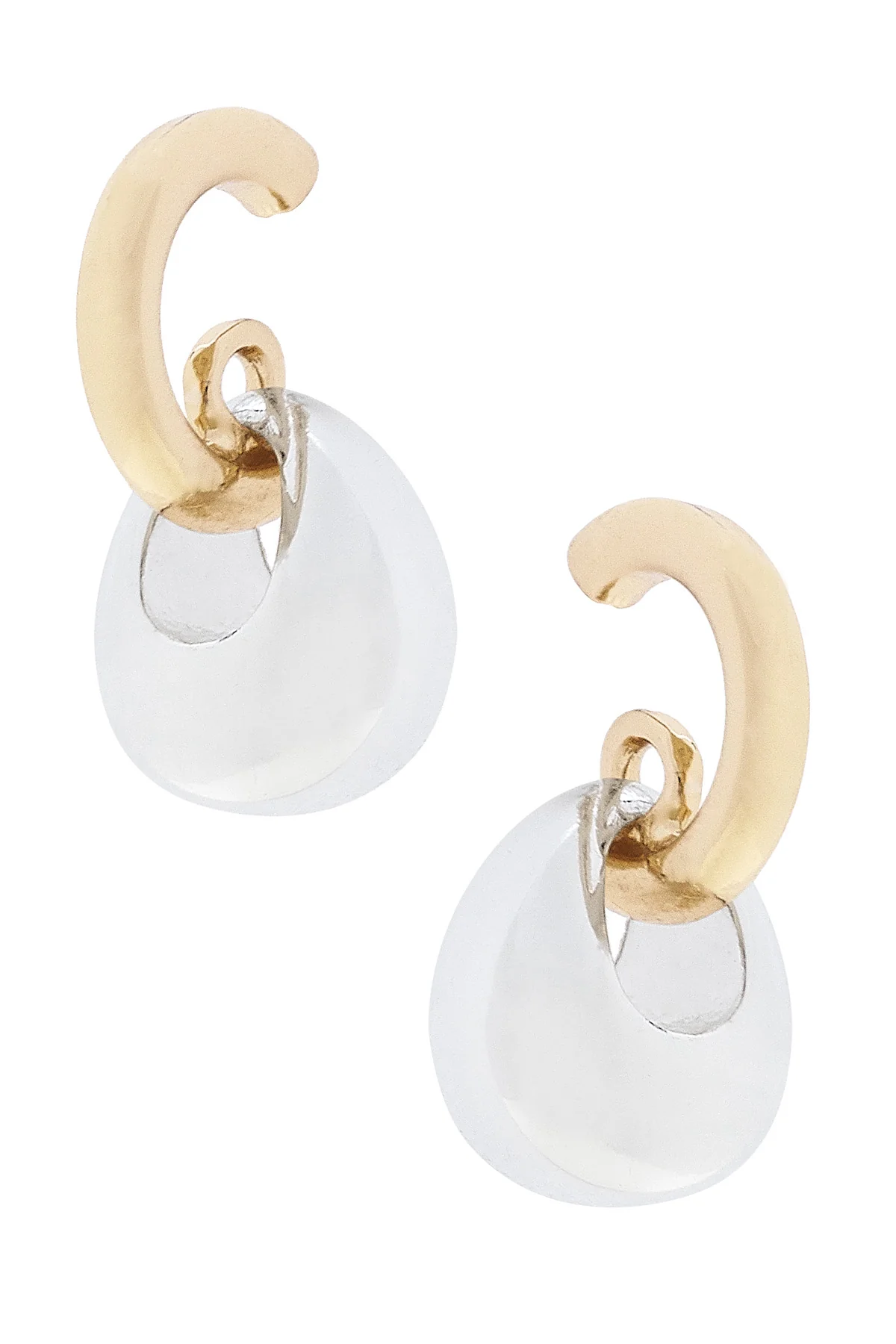Punky Drop Hoop Earrings in Shiny Two Tone