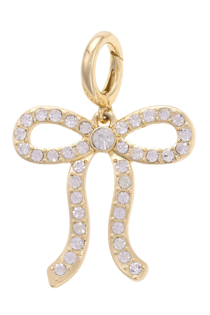 Pave Looped Bow Pendant Charm