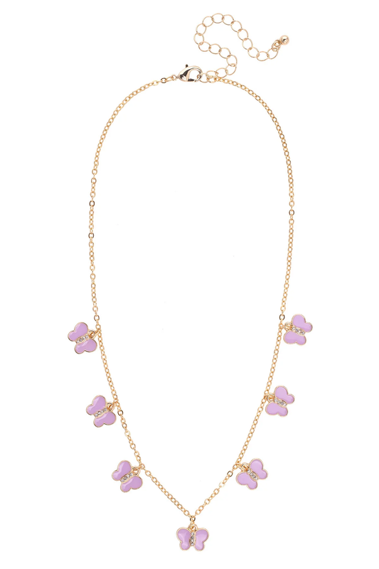 Skylar Enamel Butterfly Children's Drip Necklace in Lavender