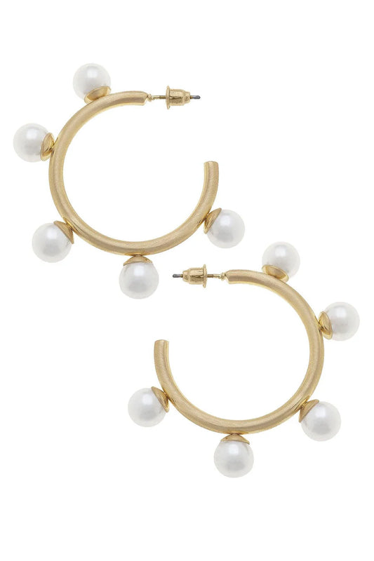 Allison Ball Bead Hoop Earrings | Canvas