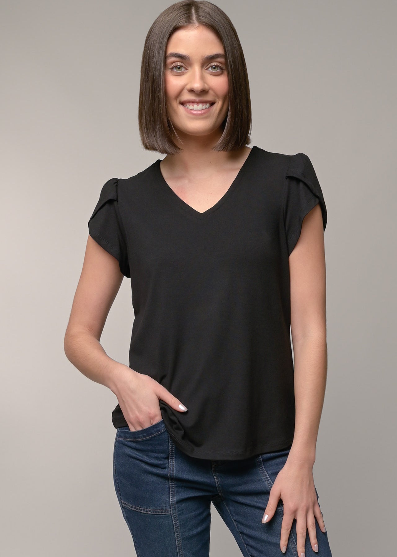Tulip Sleeve Juliana Crepe Top