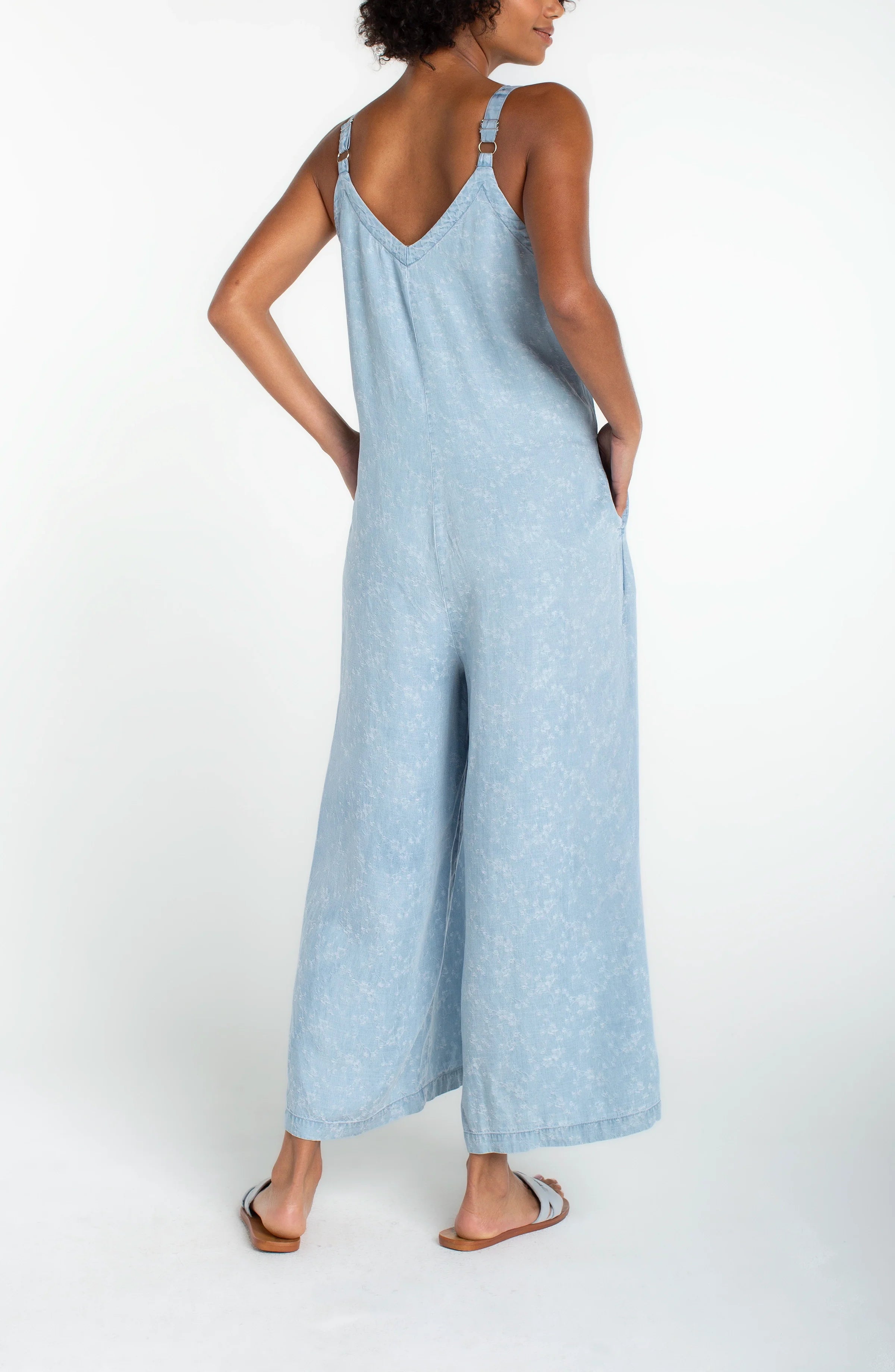 Wide Leg Crop Jumpsuit With Adjustable Straps