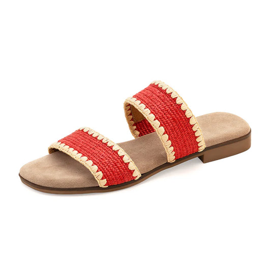 Majorca | Raffia Scalloped Slide On Sandal