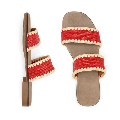 Majorca | Raffia Scalloped Slide On Sandal
