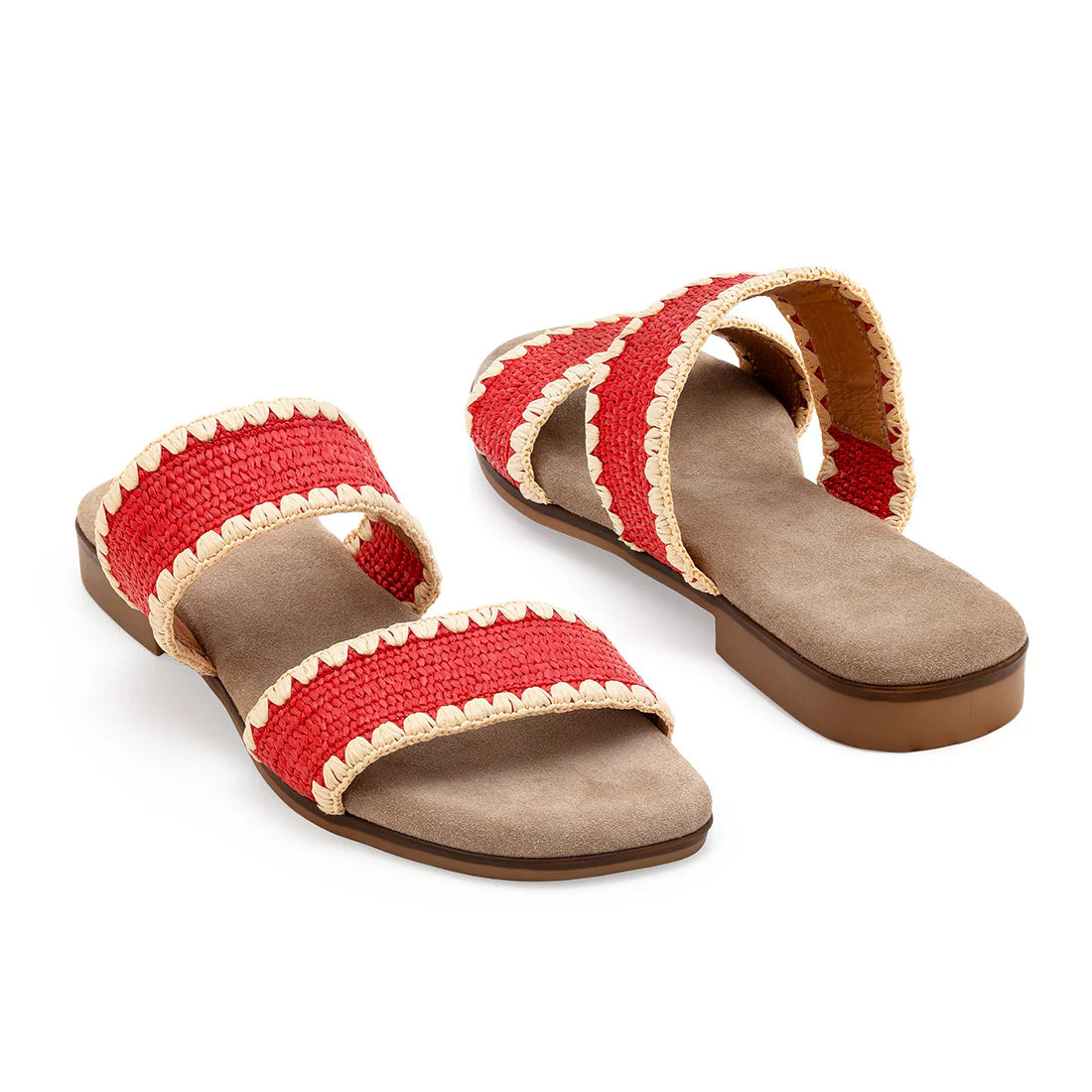 Majorca | Raffia Scalloped Slide On Sandal