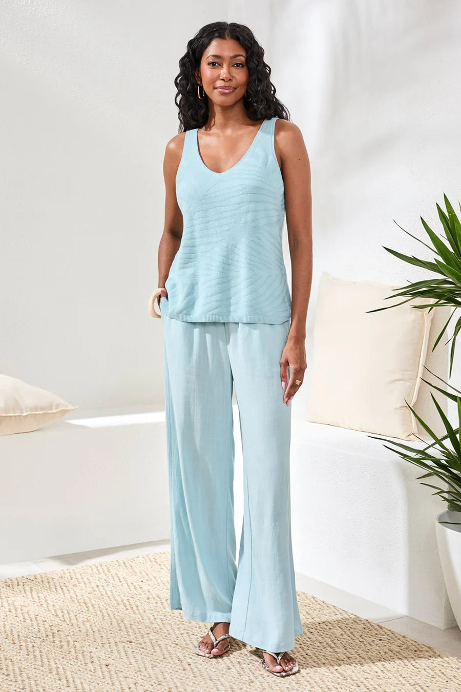 Combed Cotton Sleeveless V-Neck Sweater