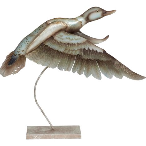 Lakeside Duck on Stand | 14x13" Metal & Capiz Art