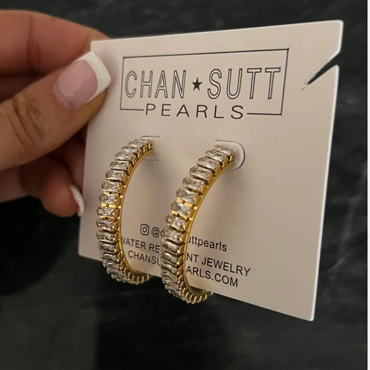 Large Diamond Hoop Earrings | Gold