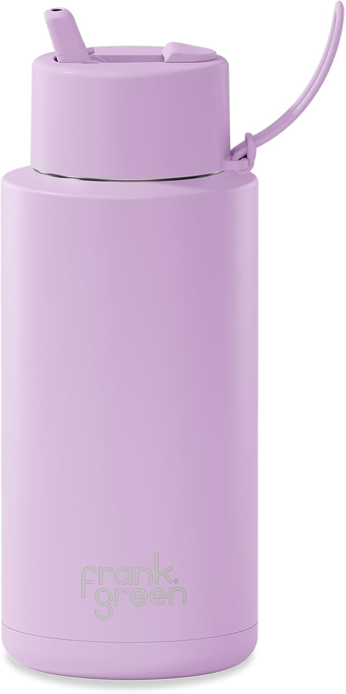 Ceramic Reusable Bottle with Flip Straw Lid | Large 34oz